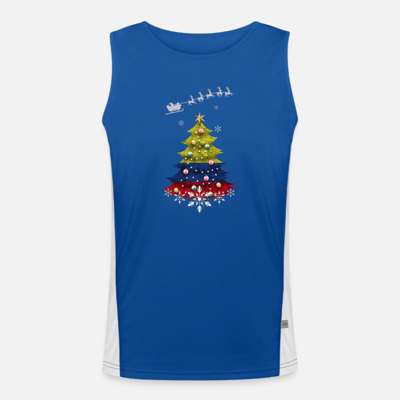 Sapin de Noël avec drapeau de la Colombie Débardeur respirant contrasté Homme 