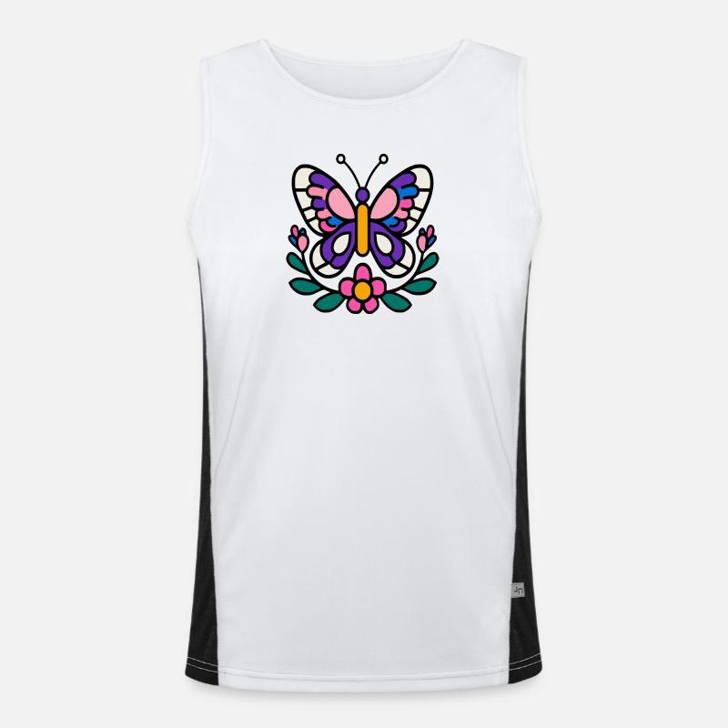 Schmetterling mit Blumen Funktionelles Kontrast-Tank Top für Männer 