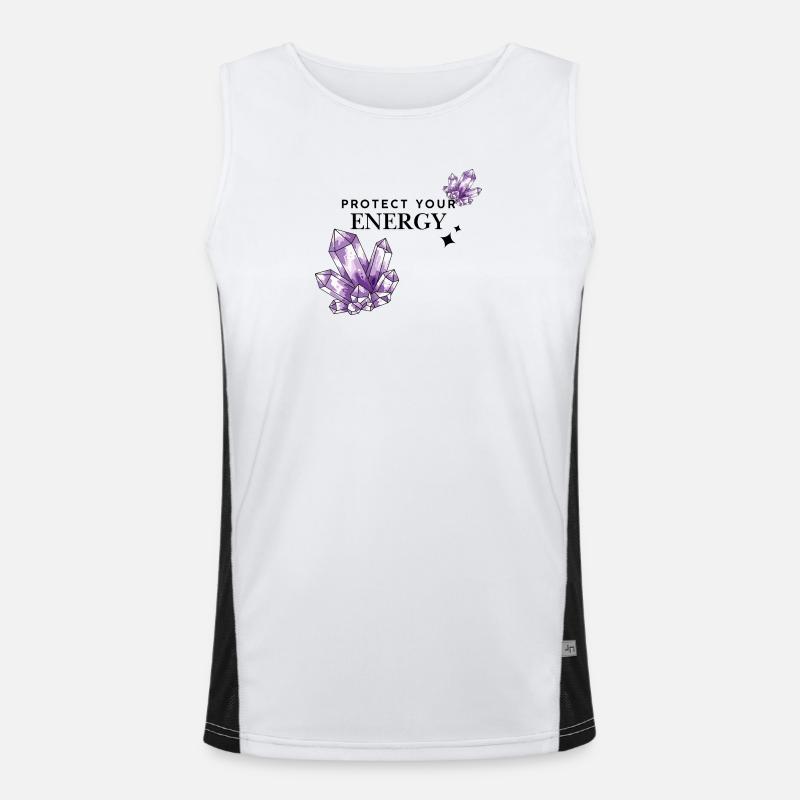 Violette Kristallcluster auf Schwarz Funktionelles Kontrast-Tank Top für Männer 