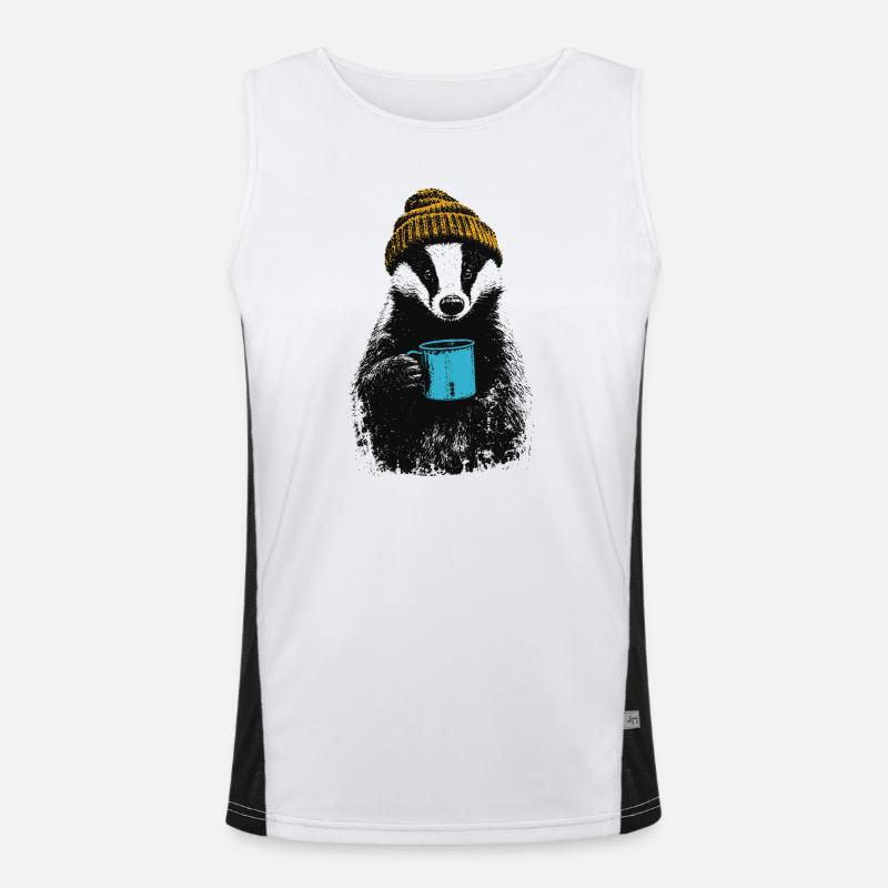 Coffee Badger - Men's Functional Contrast Tank Top  - white/black