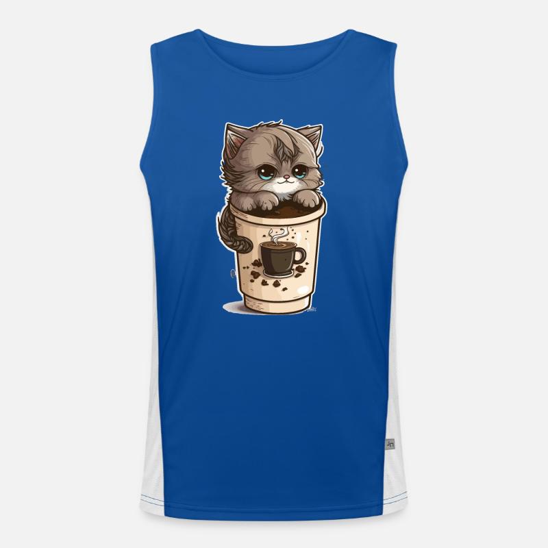Koffein-Kitty Funktionelles Kontrast-Tank Top für Männer 