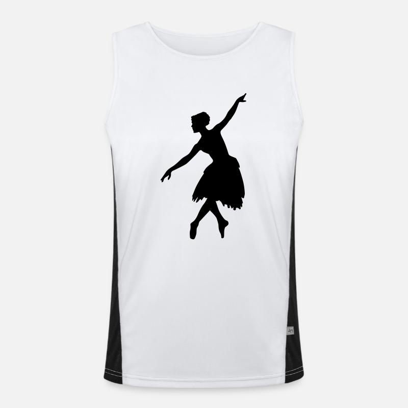 Vector Ballet dancer Silhouette - Men's Functional Contrast Tank Top  - white/black