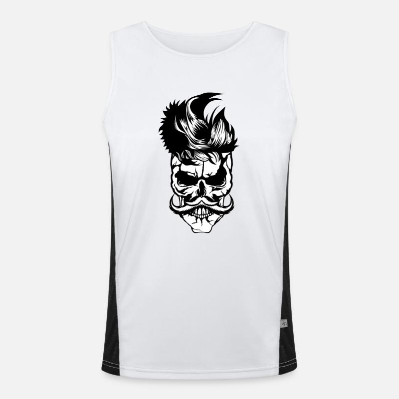Kopf des Todes Hipster Schädel Kran Schnurrbart Schnurrbart Funktionelles Kontrast-Tank Top für Männer 