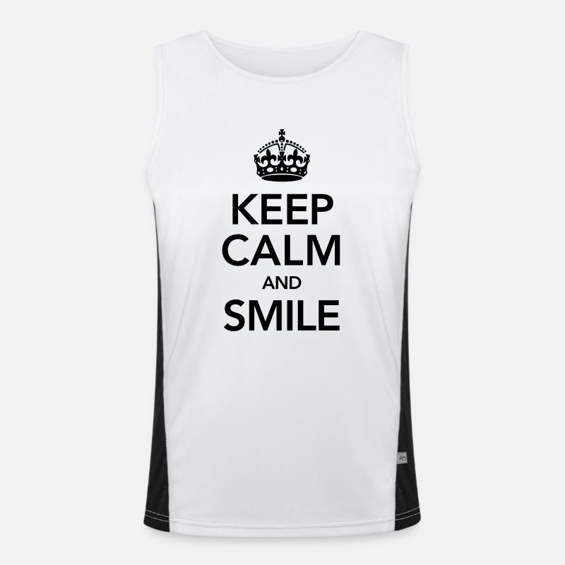 Keep Calm And Smile Funktionelles Kontrast-Tank Top für Männer 