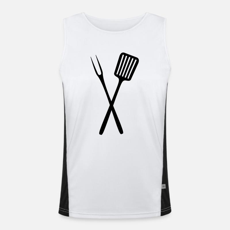 BBQ Tools - Men's Functional Contrast Tank Top  - white/black
