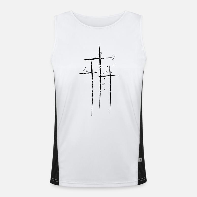 3 croix design pattern scratch cool symbole vieux Débardeur respirant contrasté Homme 