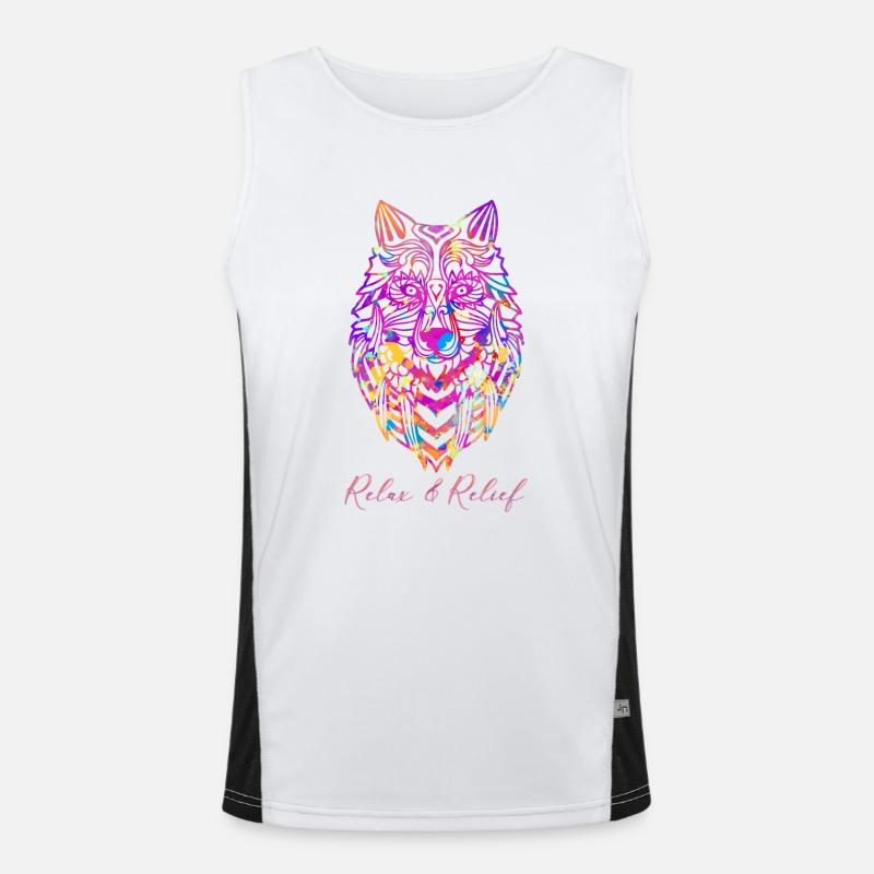 Relax&Relief Wolf Funktionelles Kontrast-Tank Top für Männer 