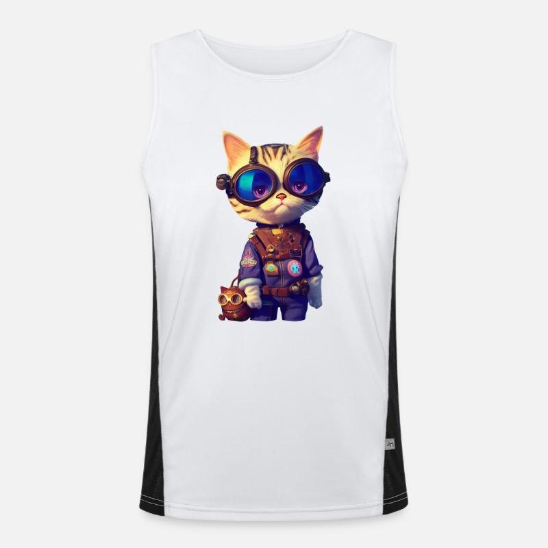 Aviator Katze Funktionelles Kontrast-Tank Top für Männer 