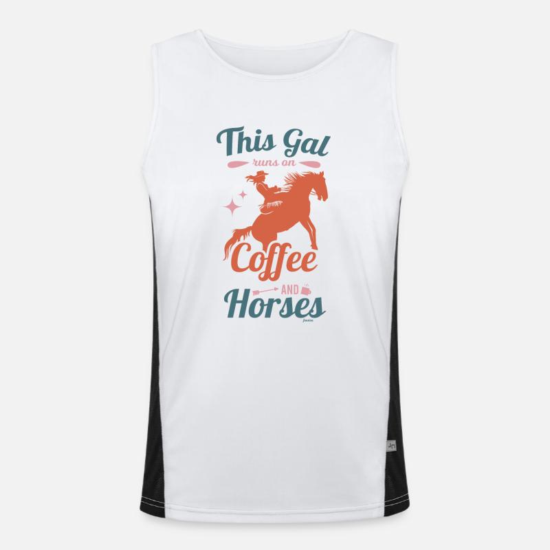 Dieses Mädchen liebt Kaffee und Pferde Muttertag Funktionelles Kontrast-Tank Top für Männer 
