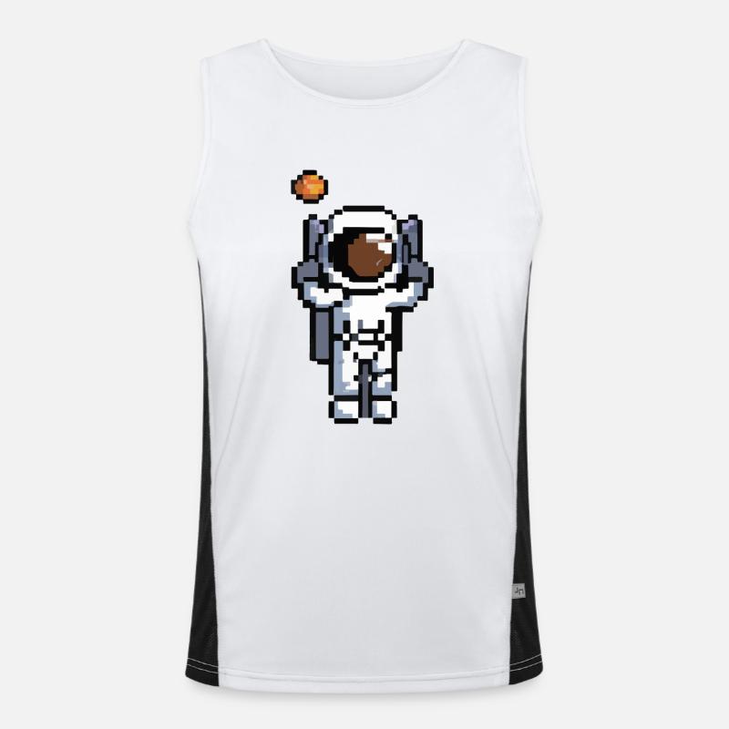 Astronaut pixelated space gift idea - Men's Functional Contrast Tank Top  - white/black