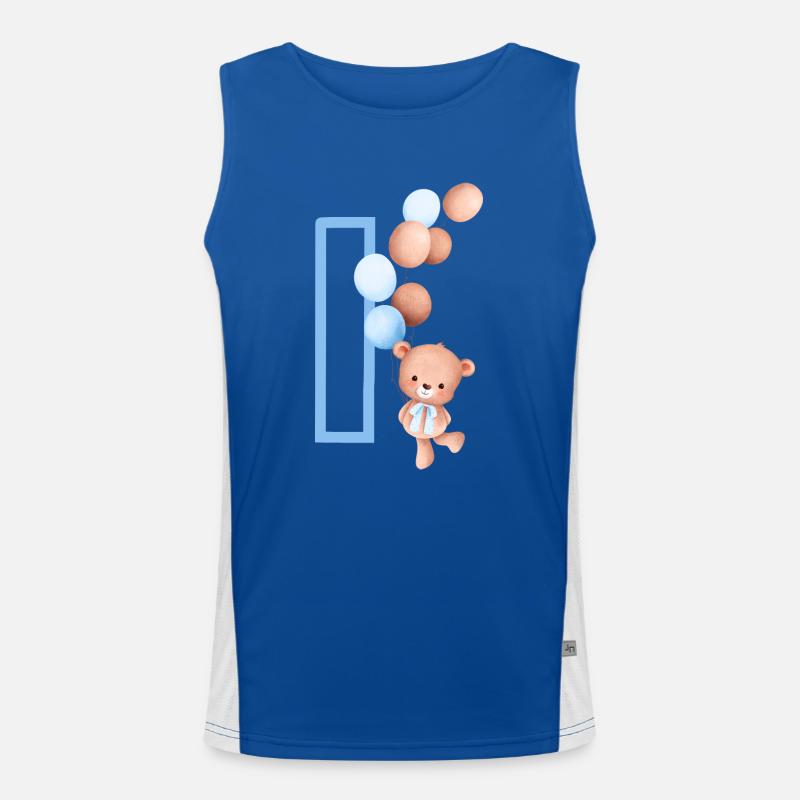 Blauer Buchstabe i Bär Funktionelles Kontrast-Tank Top für Männer 