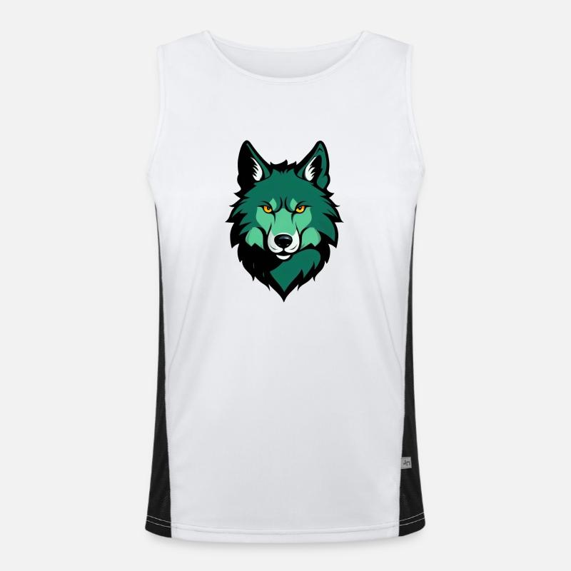 Cartoon Comic Cooler Mascot Wolf Men's Functional Contrast Tank Top 