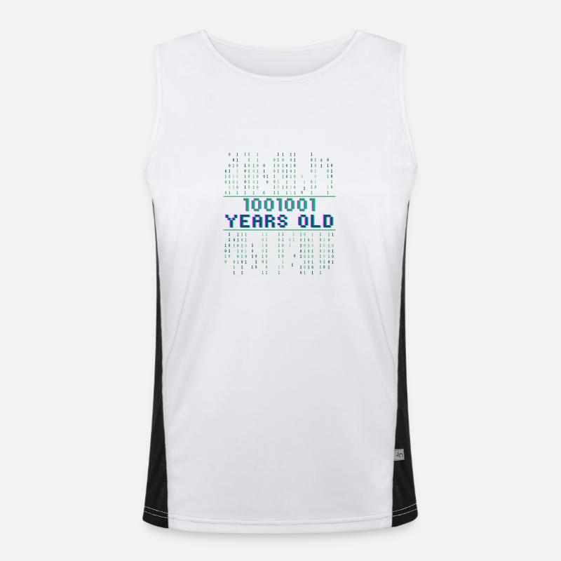 73. Geburtstag 73 Jahre alt Binärcode Coder Funktionelles Kontrast-Tank Top für Männer 