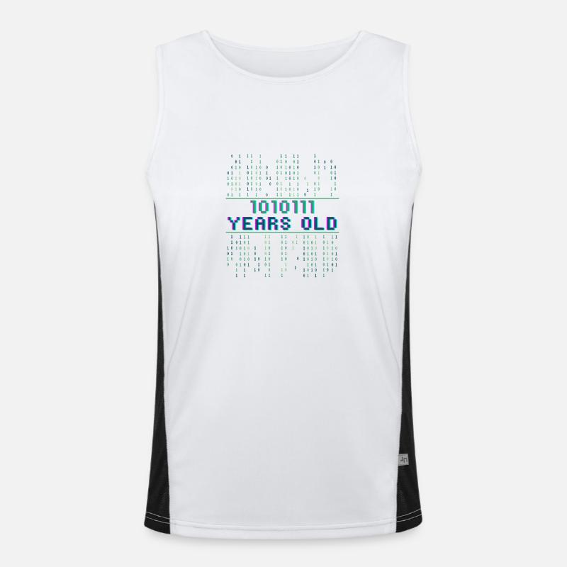 87. Geburtstag 87 Jahre alt Binärcode Coder Funktionelles Kontrast-Tank Top für Männer 