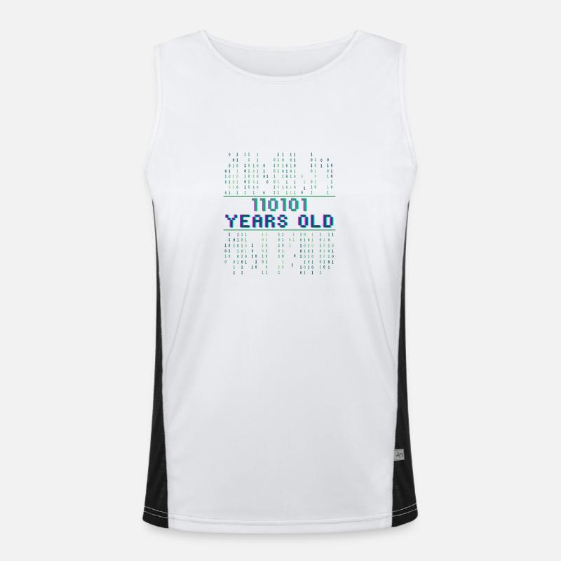 53. Geburtstag 53 Jahre alt Binärcode Coder Funktionelles Kontrast-Tank Top für Männer 