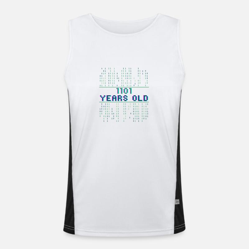 13. Geburtstag 13 Jahre alt Binärcode Coder Funktionelles Kontrast-Tank Top für Männer 