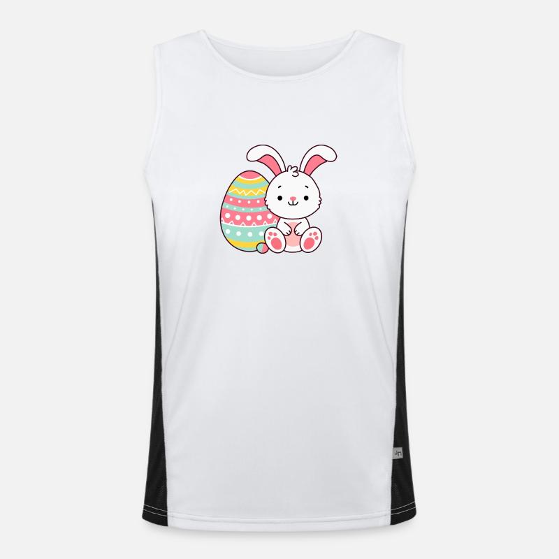Easter bunny with egg Easter for children and adults Men's Functional Contrast Tank Top 