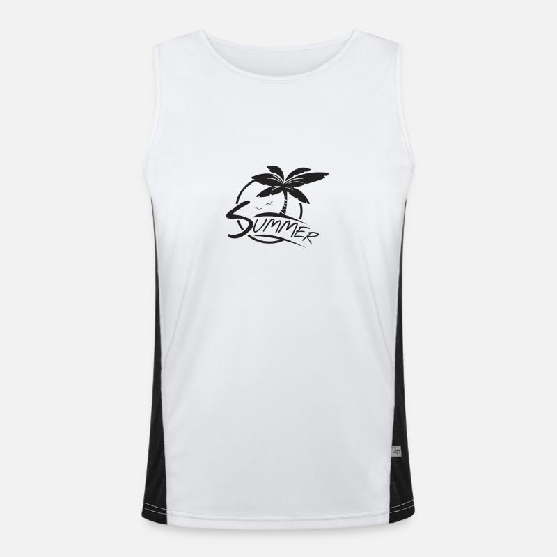 Palms Design with "Summer" text for the ultimate - Men's Functional Contrast Tank Top  - white/black