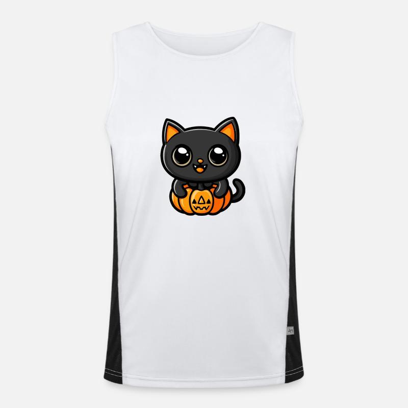 Chat Halloween Chat Dessin animé Débardeur respirant contrasté Homme 