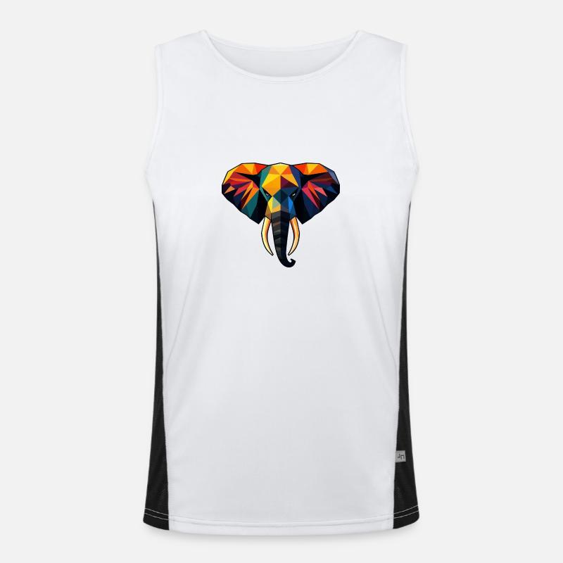 Elefant Low Poly Design Funktionelles Kontrast-Tank Top für Männer 