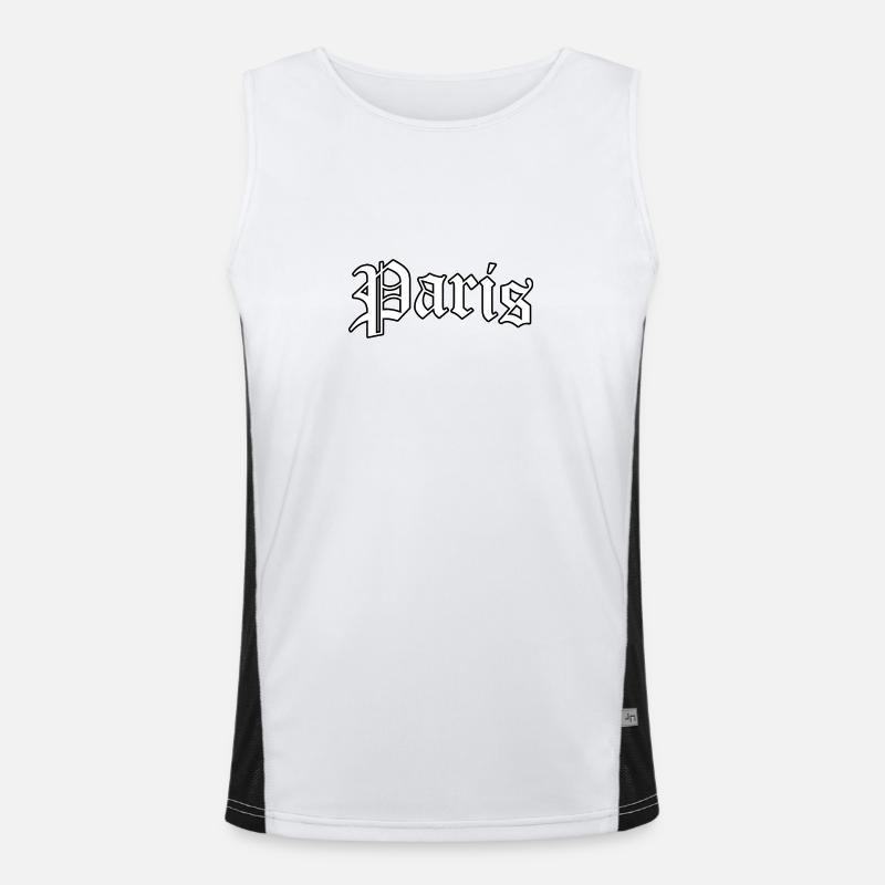 Paris-Logo: Gothic-Design mit Pariser Stil Funktionelles Kontrast-Tank Top für Männer 