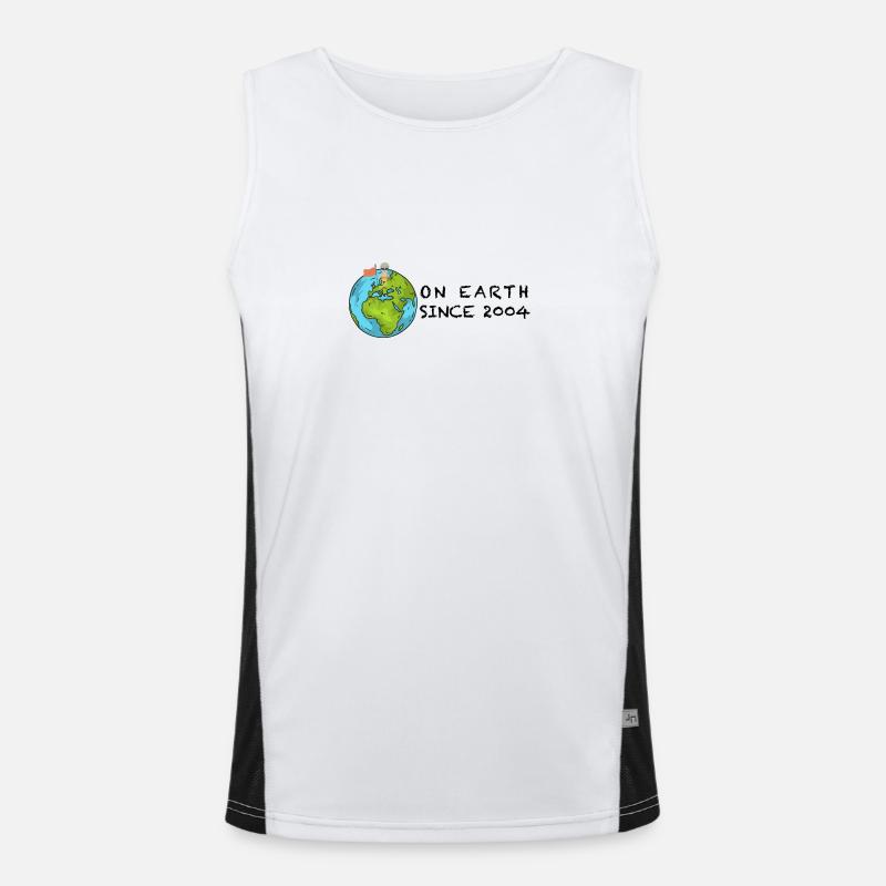 On Earth since 2004 - on its 18th birthday - Men's Functional Contrast Tank Top - white/black