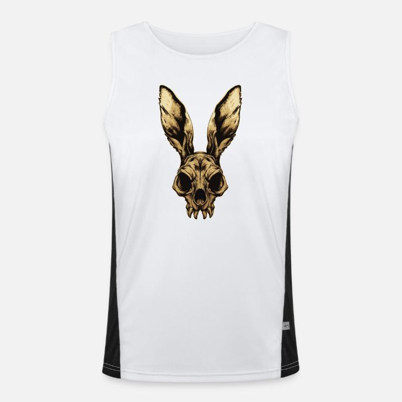 Zombie Rabbit Skull - Men's Functional Contrast Tank Top  - white/black