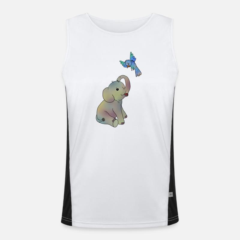 Elefant und blauer Vogel Funktionelles Kontrast-Tank Top für Männer 