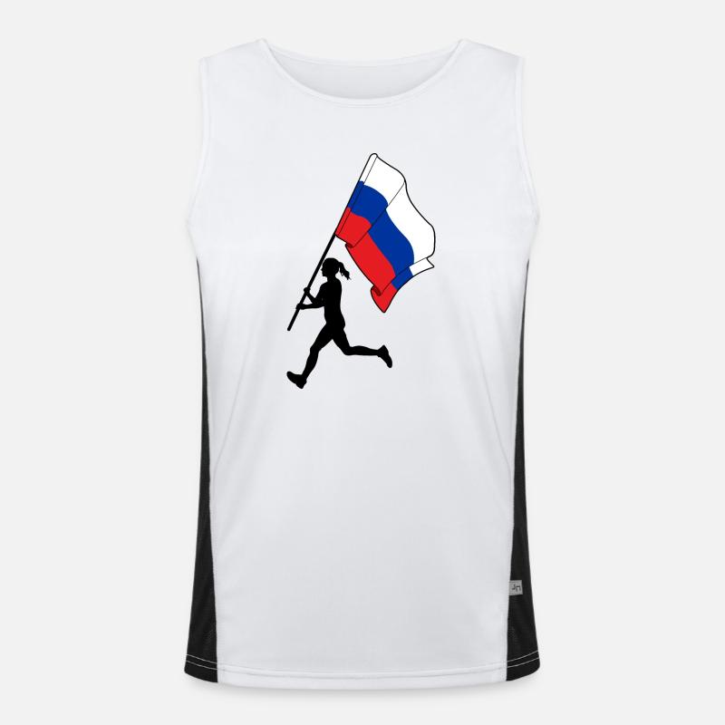 Drapeau Russie femme course Débardeur respirant contrasté Homme 