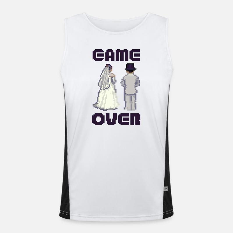 GAME OVER Junggesellenabschied Bräutigam Funktionelles Kontrast-Tank Top für Männer 