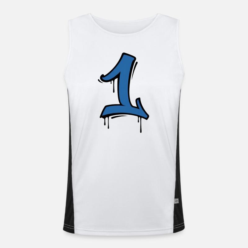 Graffiti Eins Neonblau Funktionelles Kontrast-Tank Top für Männer 