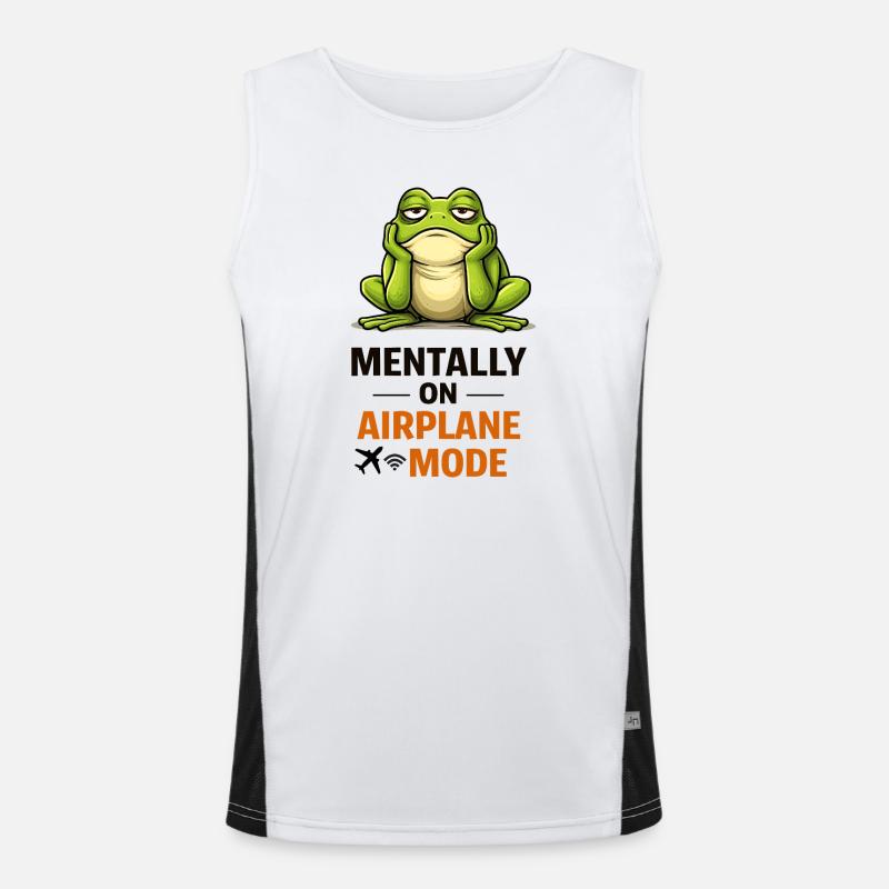 Frosch im Flugzeugmodus-Meme Funktionelles Kontrast-Tank Top für Männer 