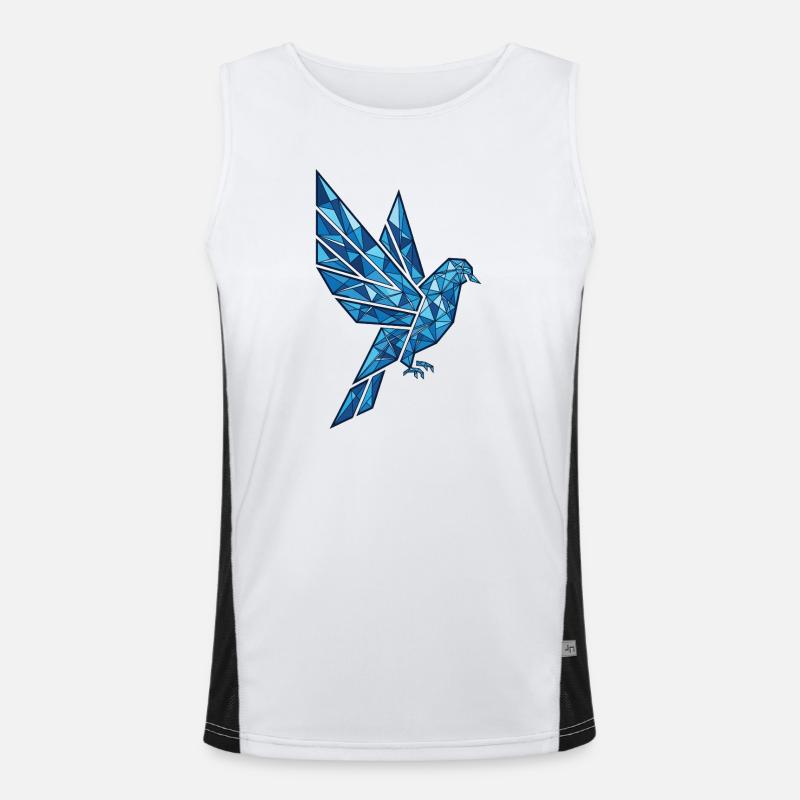 Polygon Taube Blau Flying–Abstract Geometric Dove Funktionelles Kontrast-Tank Top für Männer 