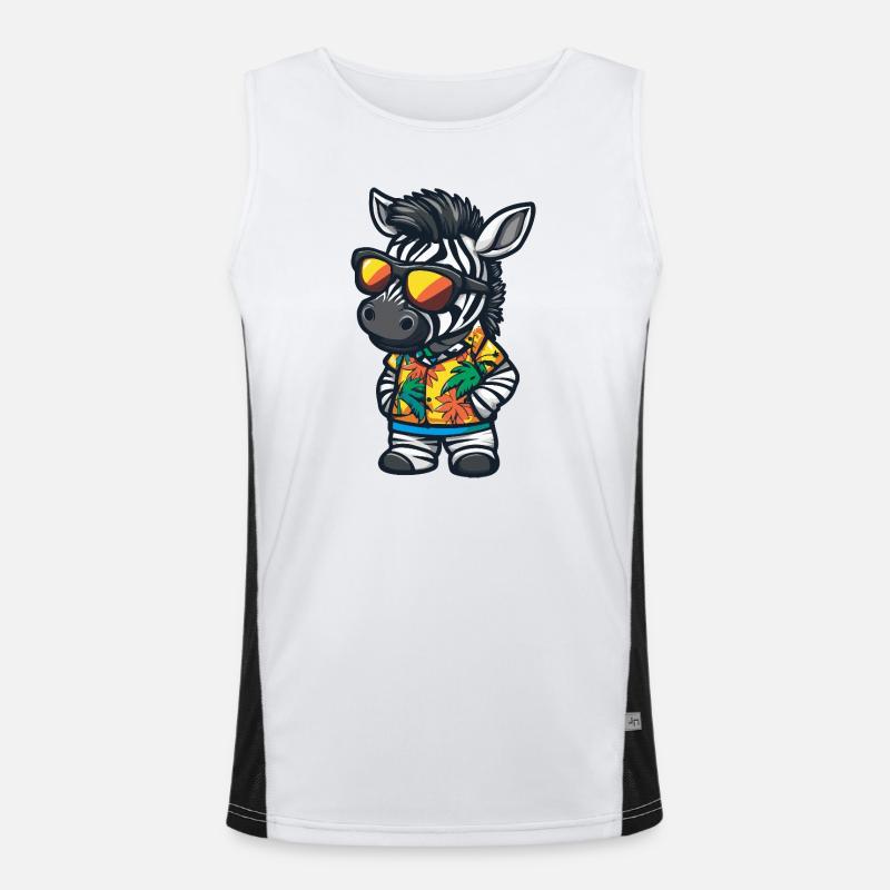 Zebra Comic Vacation - Men's Functional Contrast Tank Top  - white/black
