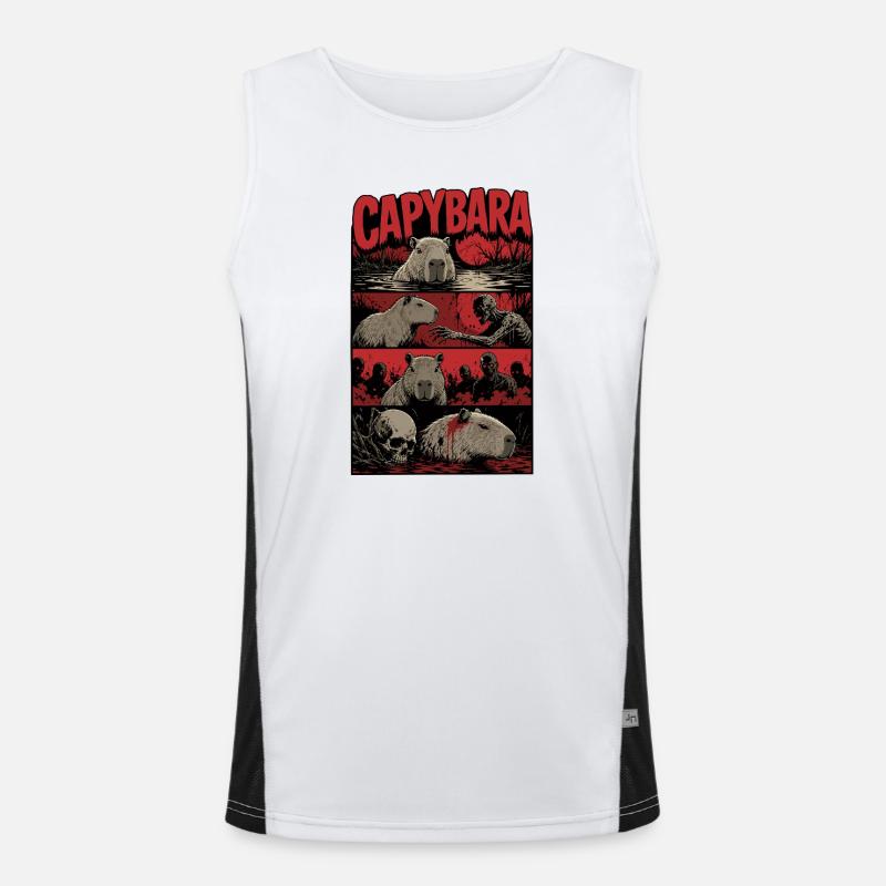 Art d’horreur de capybara zombie Débardeur respirant contrasté Homme 