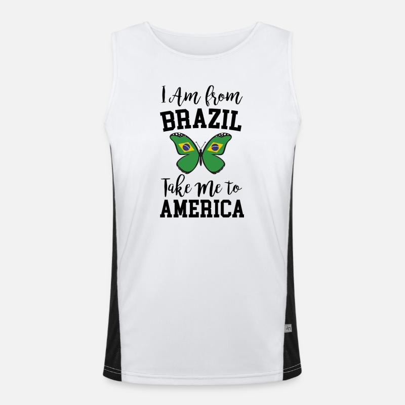 Papillon du drapeau du Brésil Débardeur respirant contrasté Homme 