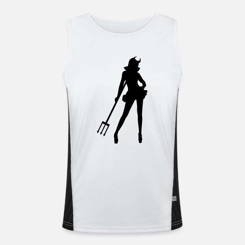 she_devil - Men's Functional Contrast Tank Top  - white/black