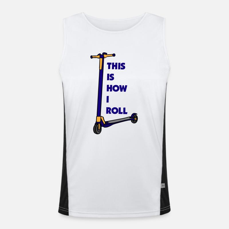 E-Scooter Roller Scooter - Men's Functional Contrast Tank Top  - white/black