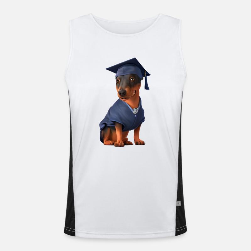Bachelor Doberman Graduation Study Dogs Men's Functional Contrast Tank Top 