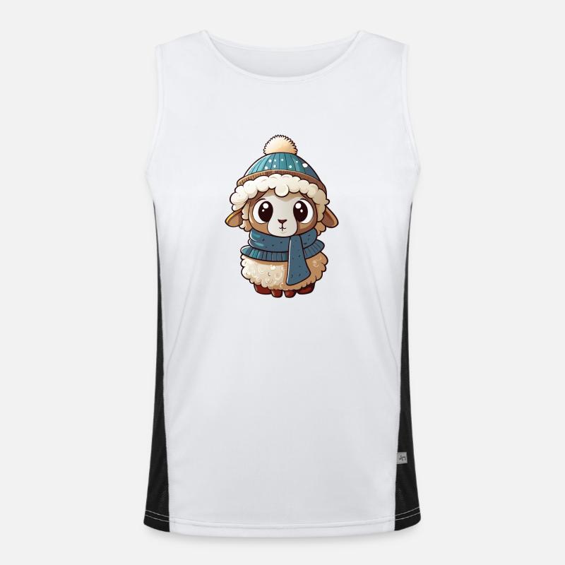 Mouton mignon avec écharpe et chapeau à pompon. Débardeur respirant contrasté Homme 