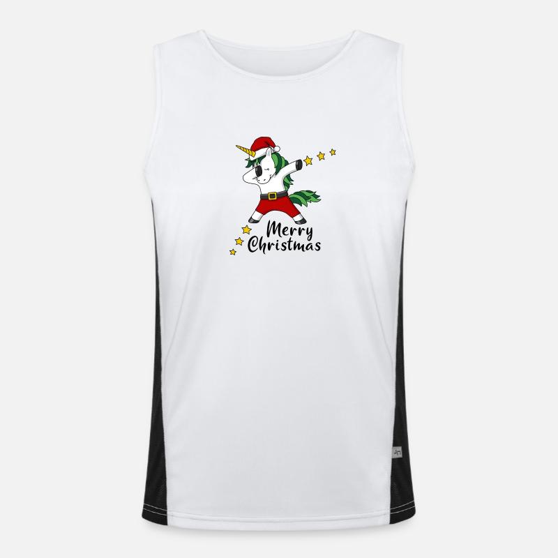 Merry Christmas Einhorn Weihnachten Geschenk Funktionelles Kontrast-Tank Top für Männer 