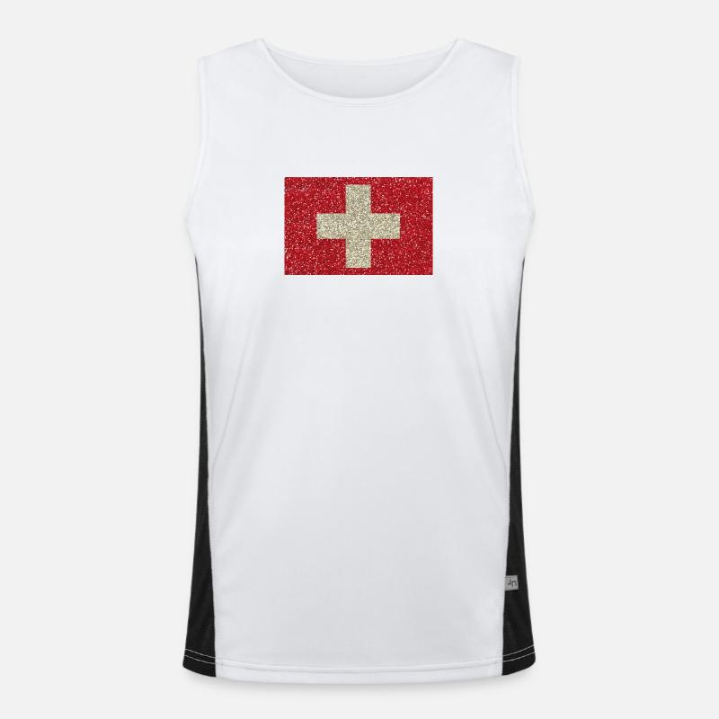 drapeau suisse Glitter drapeau tradition indigène Débardeur respirant contrasté Homme 