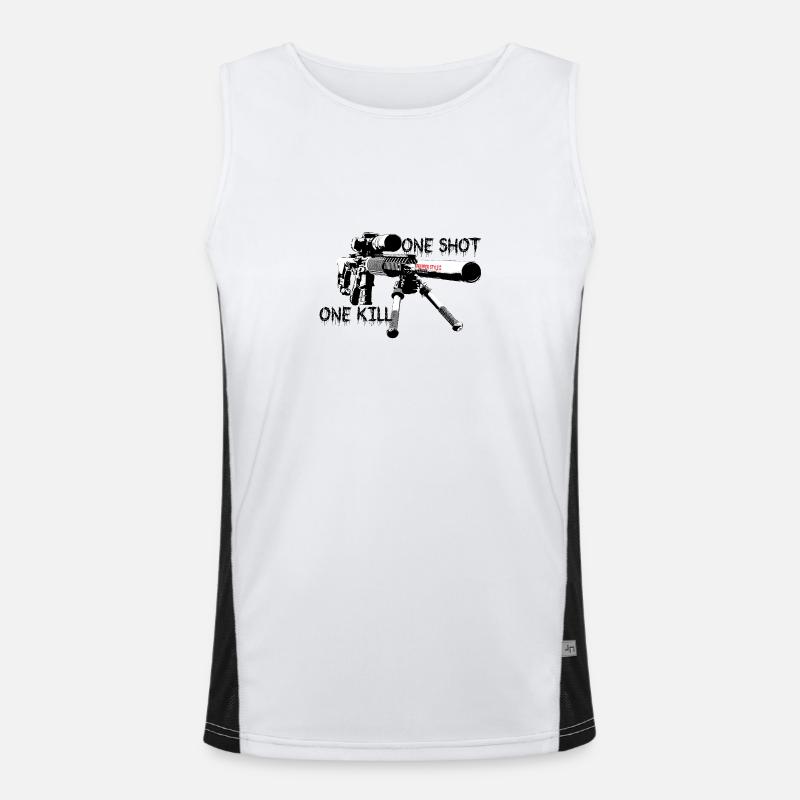 One Shot One Kill Sniper Style for Prepper Funktionelles Kontrast-Tank Top für Männer 