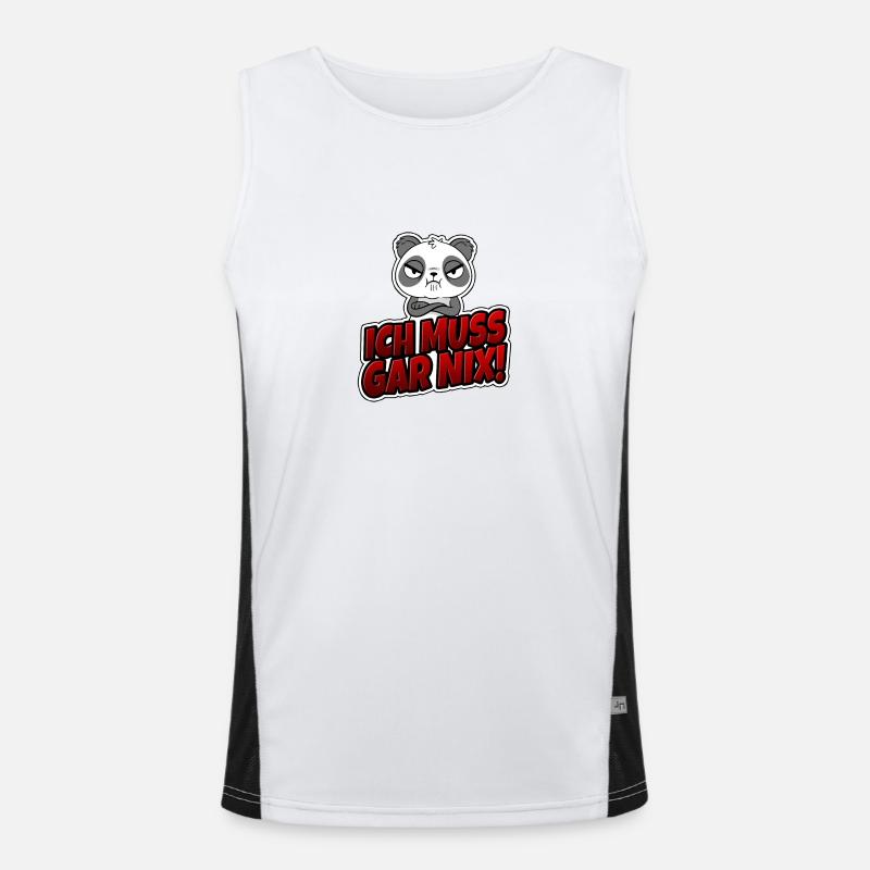 Wütender Panda Ich muss Gar Nix! Lustiger Spruch Funktionelles Kontrast-Tank Top für Männer 