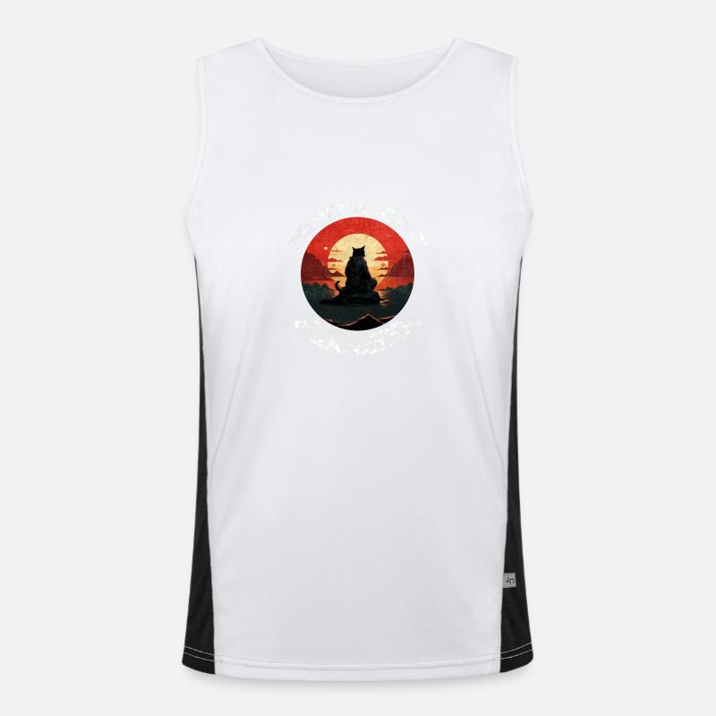 Funny Black Ninja Cat - Sunstoppable Guardian Funktionelles Kontrast-Tank Top für Männer 