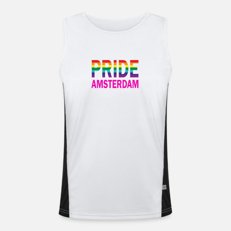 Pride Amsterdam in Regenbogenfarbe und Pink Funktionelles Kontrast-Tank Top für Männer 