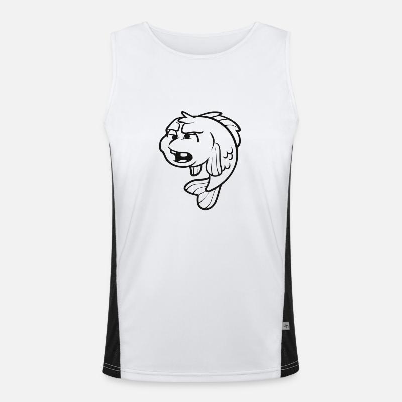 Fish - planned & grumpy - Men's Functional Contrast Tank Top  - white/black