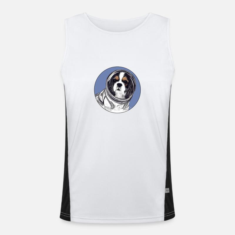 King Charles Cavalier Spaniel im Weltraum Funktionelles Kontrast-Tank Top für Männer 