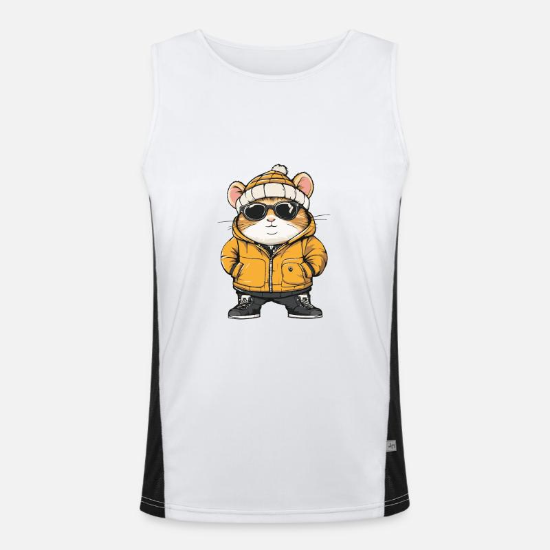 Hamster Cool Comic Funktionelles Kontrast-Tank Top für Männer 