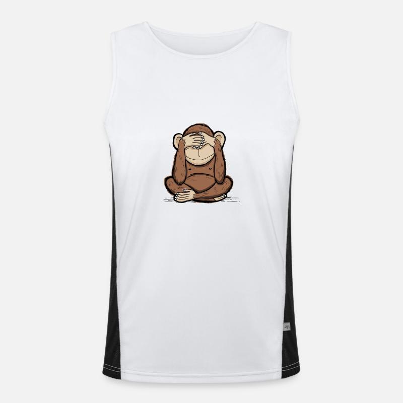 Mizaru - monkey sees no evil - Men's Functional Contrast Tank Top - white/black